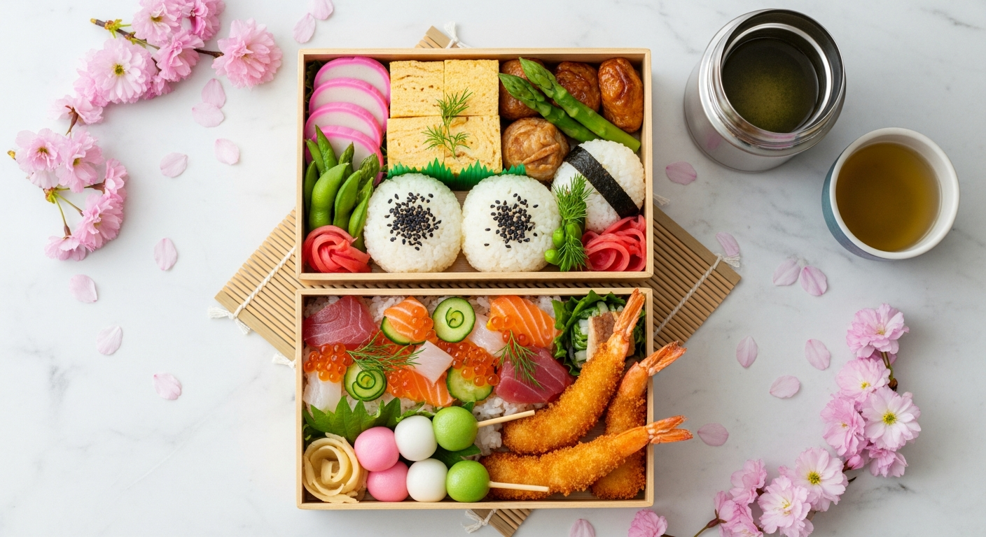 Panoramic view of Senkoji Park in Onomichi with cherry blossoms and the Seto Inland Sea